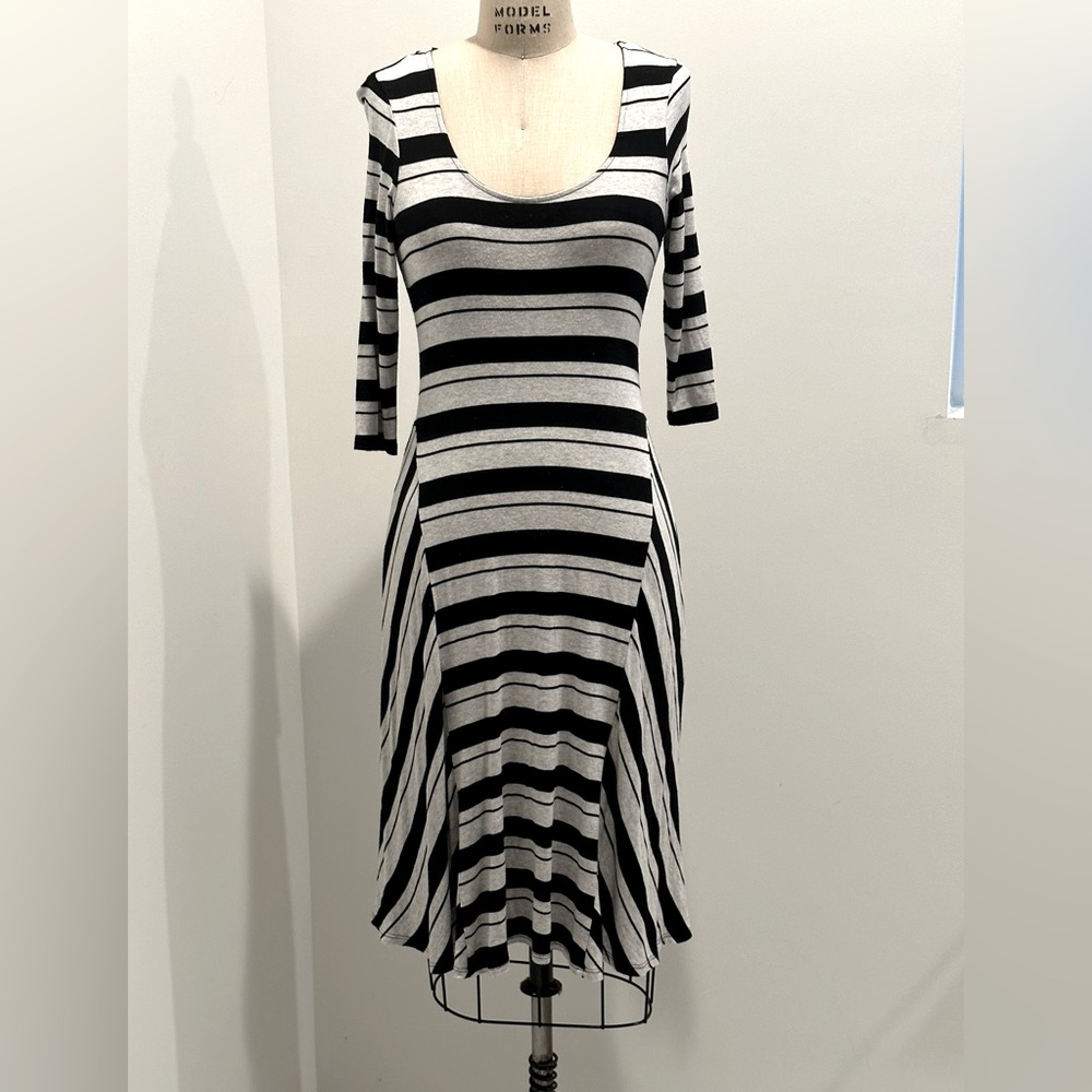Ella Moss black striped knit dress
